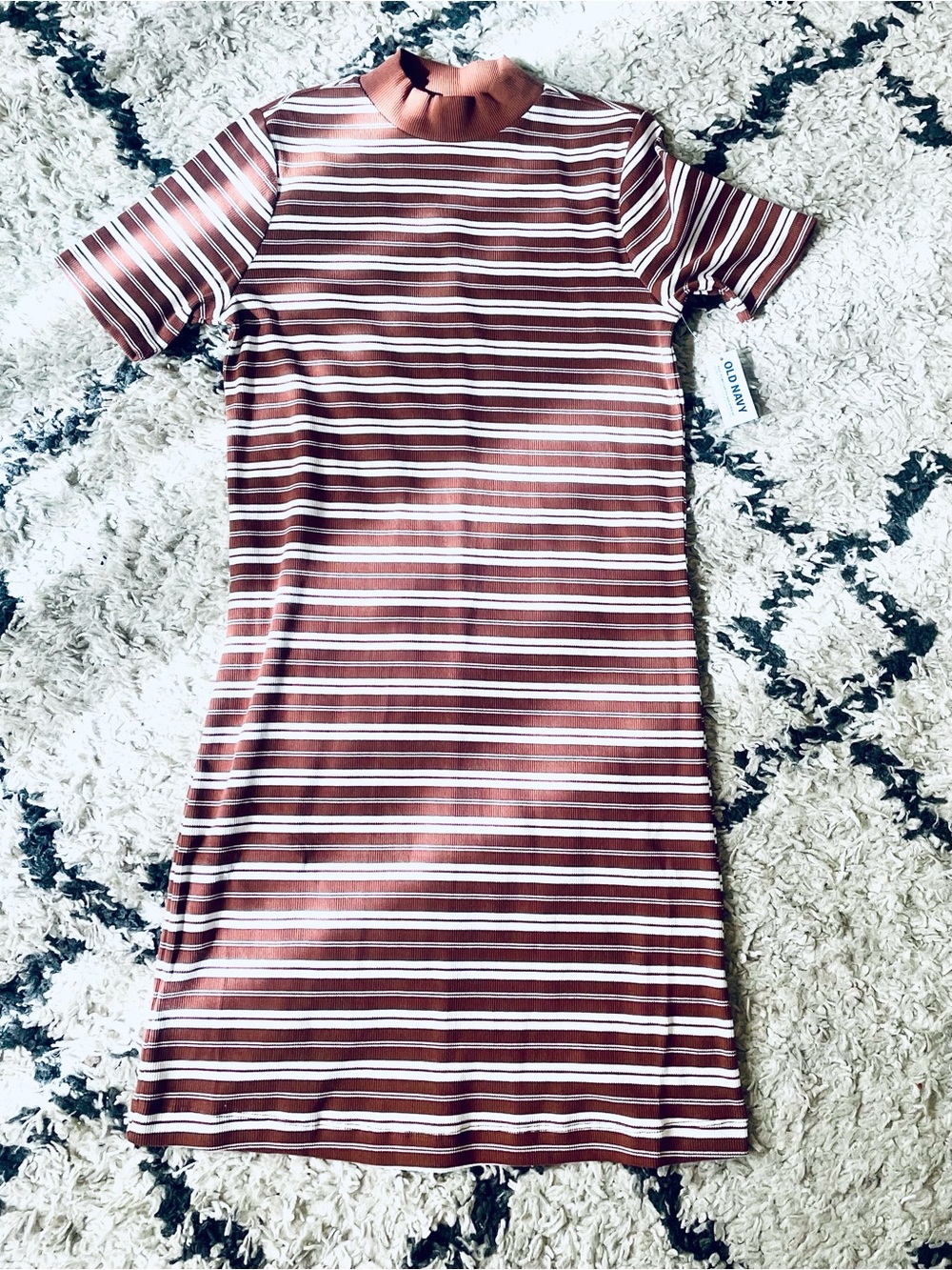 NWT Brown Stripe Mock Neck Dress